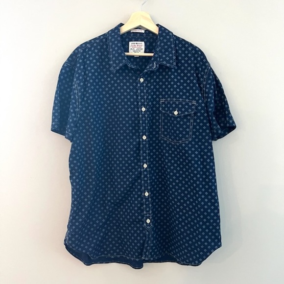 Lucky Brand Other - Vintage Lucky Brand Diamond Print Blue Button Down Shirt Mens XXL